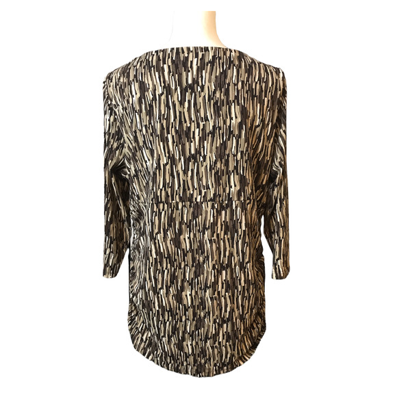 Kenneth Cole Tunic with Brown and Cream Abstract Print, Size XL - Picture 4 of 7
